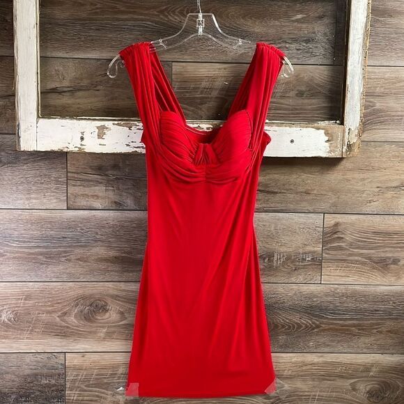 PEEP Vintage Bodycon Red Cocktail Party Homecoming Dress Size Medium - Picture 3 of 13